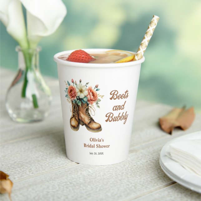 Rustic Boots and Bubbly Western Bridal Shower  Paper Cups (Insitu)