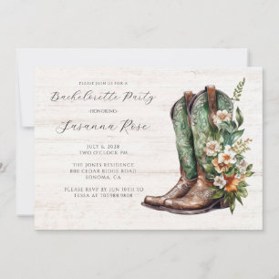 Rustic Boots Bachelorette Party Invitation