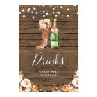 Rustic Boots & Bubbly Bridal Shower Drink Sign