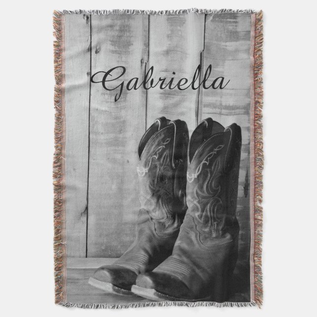 Rustic Boots Country Western Throw Blanket (Front Vertical)