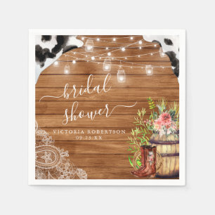 Rustic Boots Cowgirl Western Bridal Shower Napkin