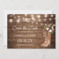 Rustic Boots Floral String Lights Wedding