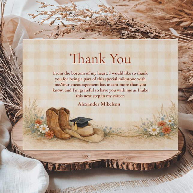 Rustic Boots Graduation Party Thank You Card (Creator Uploaded)
