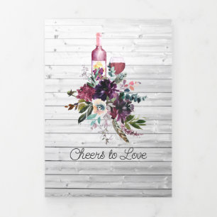 Rustic Bordeaux Wine Tasting Bridal Shower Tri-Fold Invitation