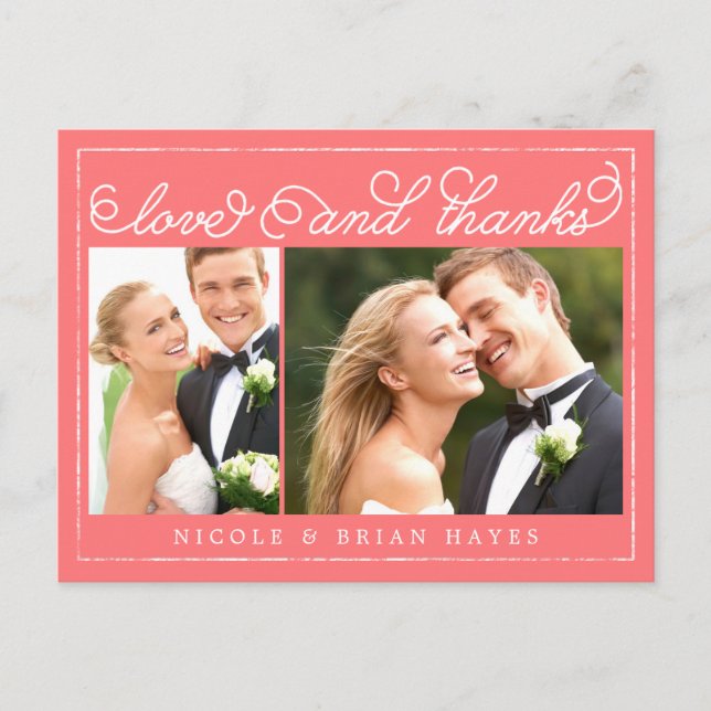 Rustic Border Thank You Card - Editable Colour (Front)
