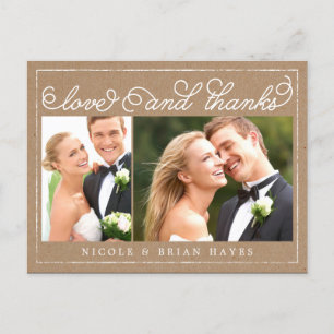 Rustic Border Wedding Thank You Card - Craft