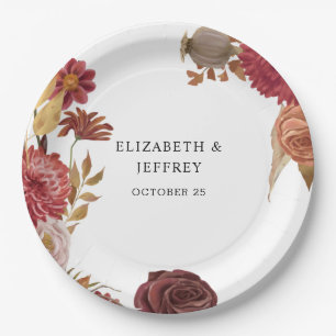 Rustic Botanical Autumn Fall Wedding   Paper Plate