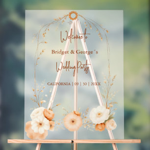 Rustic Botanical Autumn Frame wedding welcome  Acr Acrylic Sign