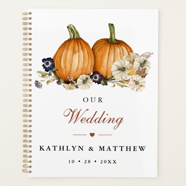 Rustic Botanical Autumn Pumpkin Fall Wedding Planner (Front)
