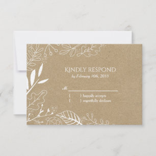Rustic Botanical Backyard Wedding RSVP Card