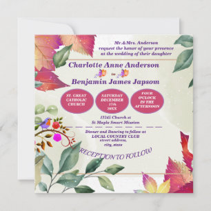 Rustic Botanical Beautiful Bird Wedding Invitation