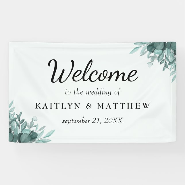 Rustic Botanical Bliss Wedding Backdrop Banner (Horizontal)