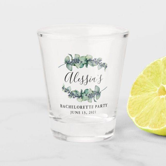 Rustic Botanical Bridal Shower Favour Shot Glass (Front)