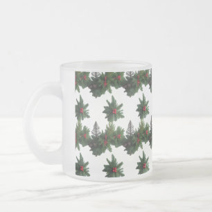 Rustic Botanical Christmas Frosted Glass Mug