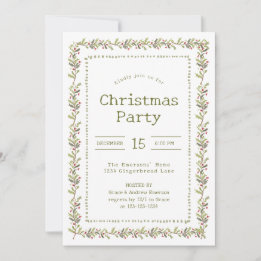 Rustic Botanical Christmas Party Invitation