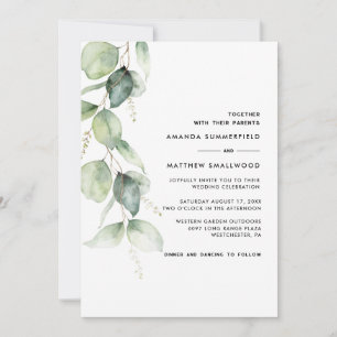 Rustic Botanical Eucalyptus Greenery Wedding Invitation