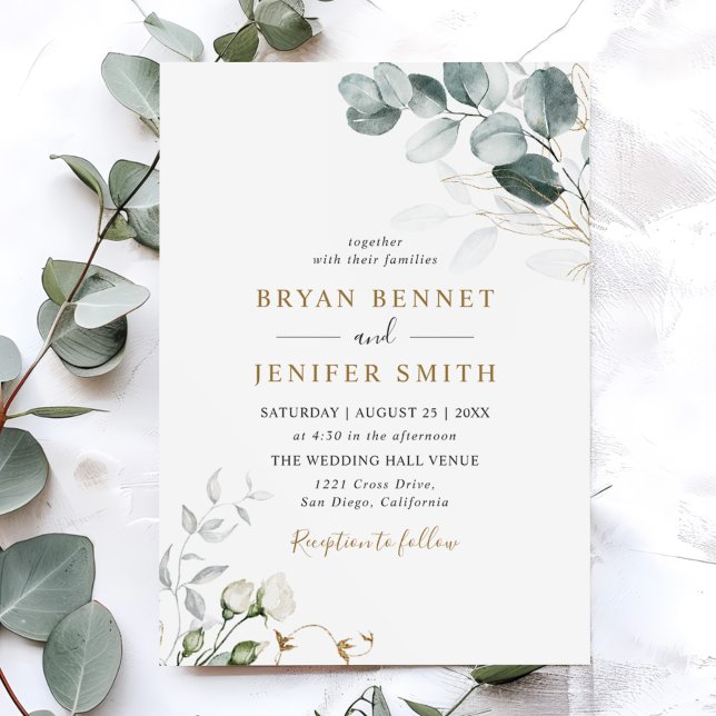 Rustic Botanical Eucalyptus Greenery Wedding Invitation (Creator Uploaded)