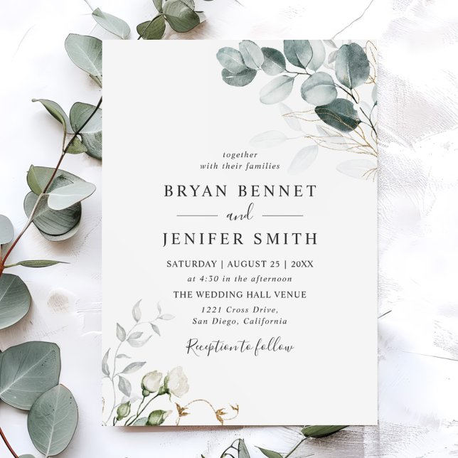 Rustic Botanical Eucalyptus Greenery Wedding Invitation (Creator Uploaded)