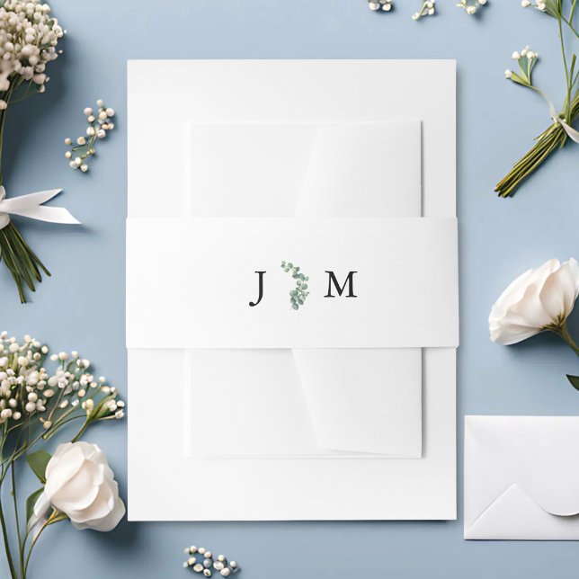 Rustic Botanical Eucalyptus Greenery Wedding Invitation Belly Band (Creator Uploaded)