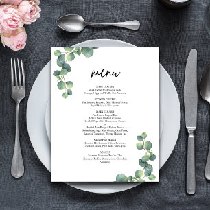 Rustic Botanical Eucalyptus Greenery Wedding Menu