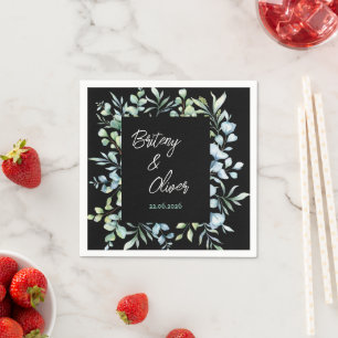 Rustic Botanical Eucalyptus Greenery Wedding Napkin