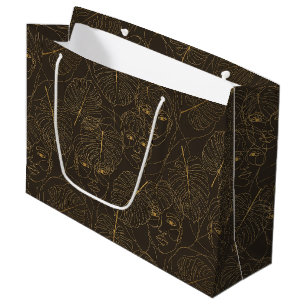 Rustic Botanical Face Line Pattern (1) Large Gift Bag