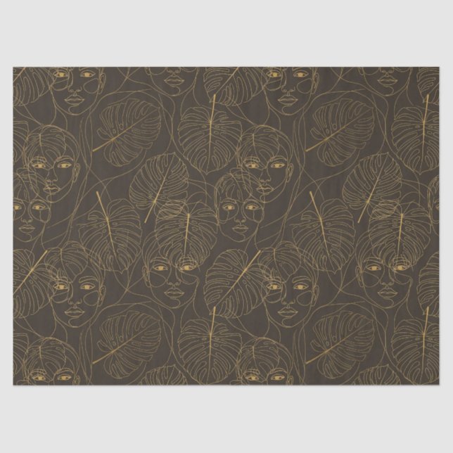 Rustic Botanical Face Line Pattern (1) Tissue Paper (Front)