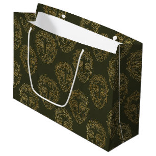 Rustic Botanical Face Line Pattern (2) Large Gift Bag