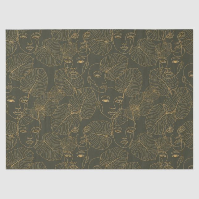 Rustic Botanical Face Line Pattern (3) Tissue Paper (Front)