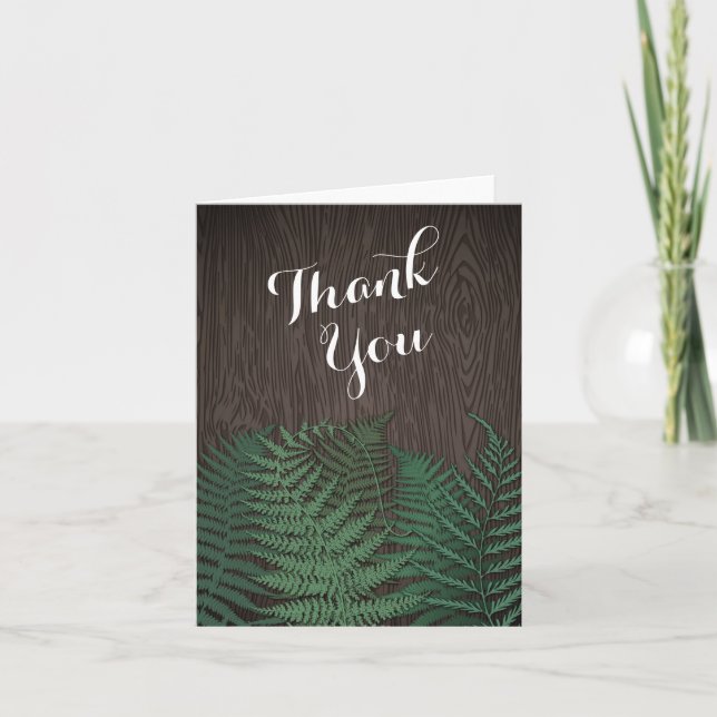 Rustic Botanical Fern Wedding Thank You Cards (Front)
