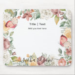 Rustic Botanical Floral Rose Pink Butterfly Custom Mouse Mat<br><div class="desc">Rustic Botanical Floral Rose Pink Butterfly Custom Mouse Pad. All the photos and texts are pre-arranged for you to personalise easily and quickly with your own details. For many other designs,  please visit store collection:   
https://www.zazzle.com/collections/119376792509928647</div>