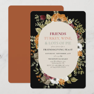 Rustic Botanical Friendsgiving Dinner Feast Party Invitation