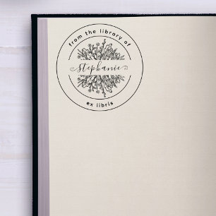 Rustic Botanical From the Library Custom Book Self-inking Stamp