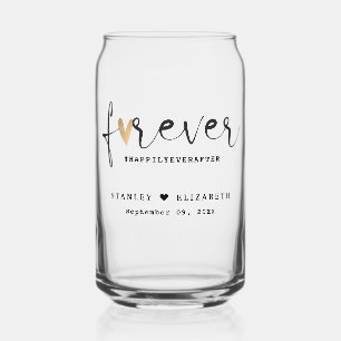 Rustic Botanical Green & Gold Foliage Wedding Can Glass