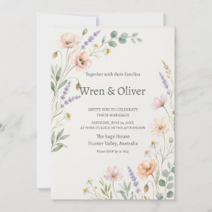 Rustic Botanical Green Wedding Invitation