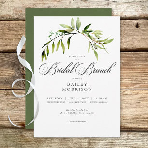 Rustic Botanical Greenery Bough Bridal Brunch Invitation