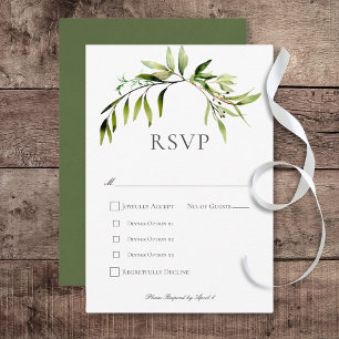 Rustic Botanical Greenery Bough Wedding Dinner RSVP Card