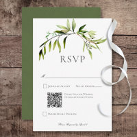 Rustic Botanical Greenery Bough Wedding QR Code