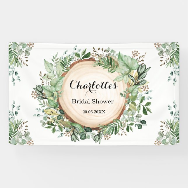 Rustic Botanical Greenery Bridal Shower Welcome Banner (Horizontal)