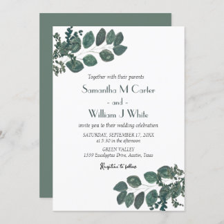 Rustic Botanical Greenery Eucalyptus Invitation
