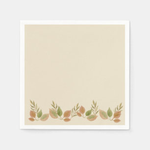 Rustic Botanical Leaf Border Napkins Soft Autumn