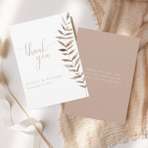 Rustic Botanical Leaf Wedding Thank You Card