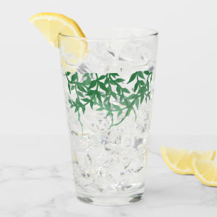 Rustic Botanical Leaves Wedding Glass