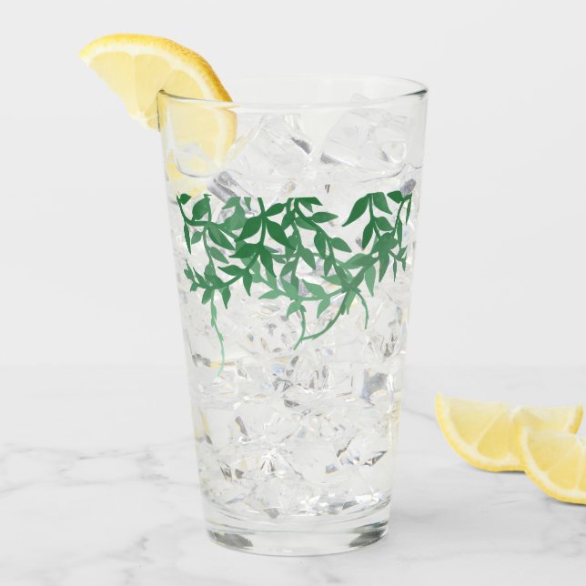 Rustic Botanical Leaves Wedding Glass (Front Ice)