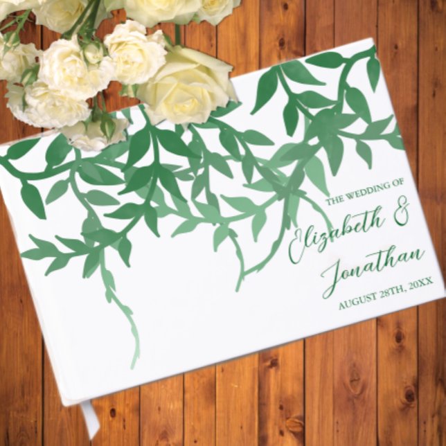 Rustic Botanical Leaves Wedding Guest Book (Creator Uploaded)