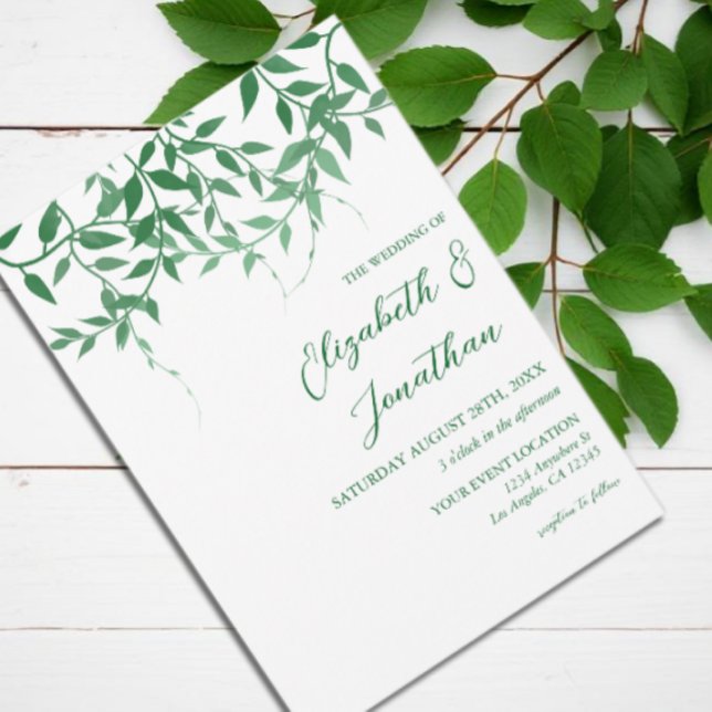 Rustic Botanical Leaves Wedding Invitation (Creator Uploaded)