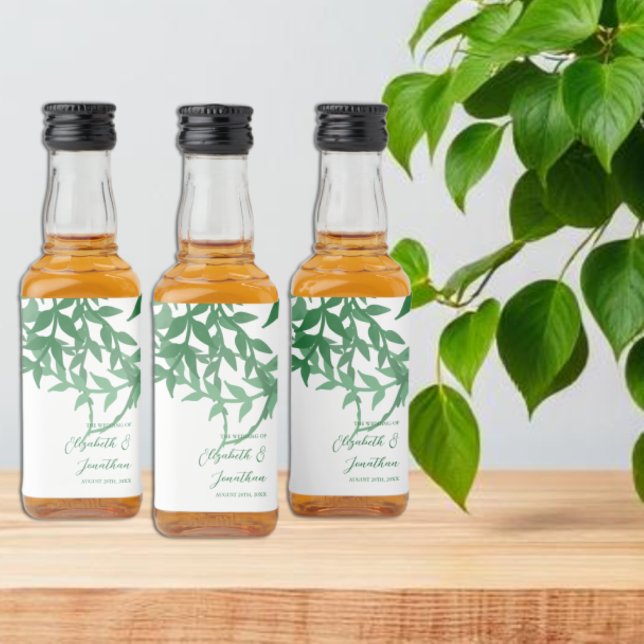Rustic Botanical Leaves Wedding Liquor Bottle Label (Creator Uploaded)