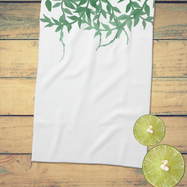 Rustic Botanical Leaves Wedding Tea Towel (Creator Uploaded)