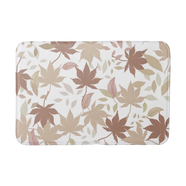 Rustic Botanical Maple Leaves Pattern Autumn Fall  Bath Mat (Front)