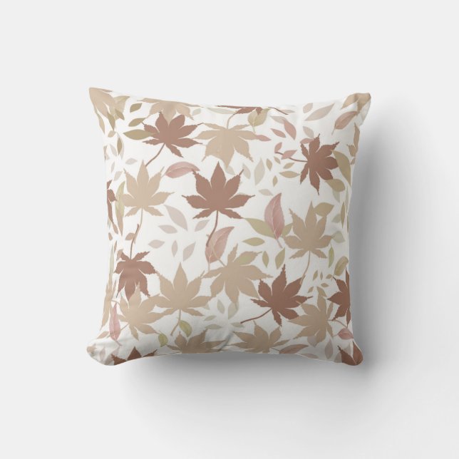 Rustic Botanical Maple Leaves Pattern Cosy Fall Cushion (Front)